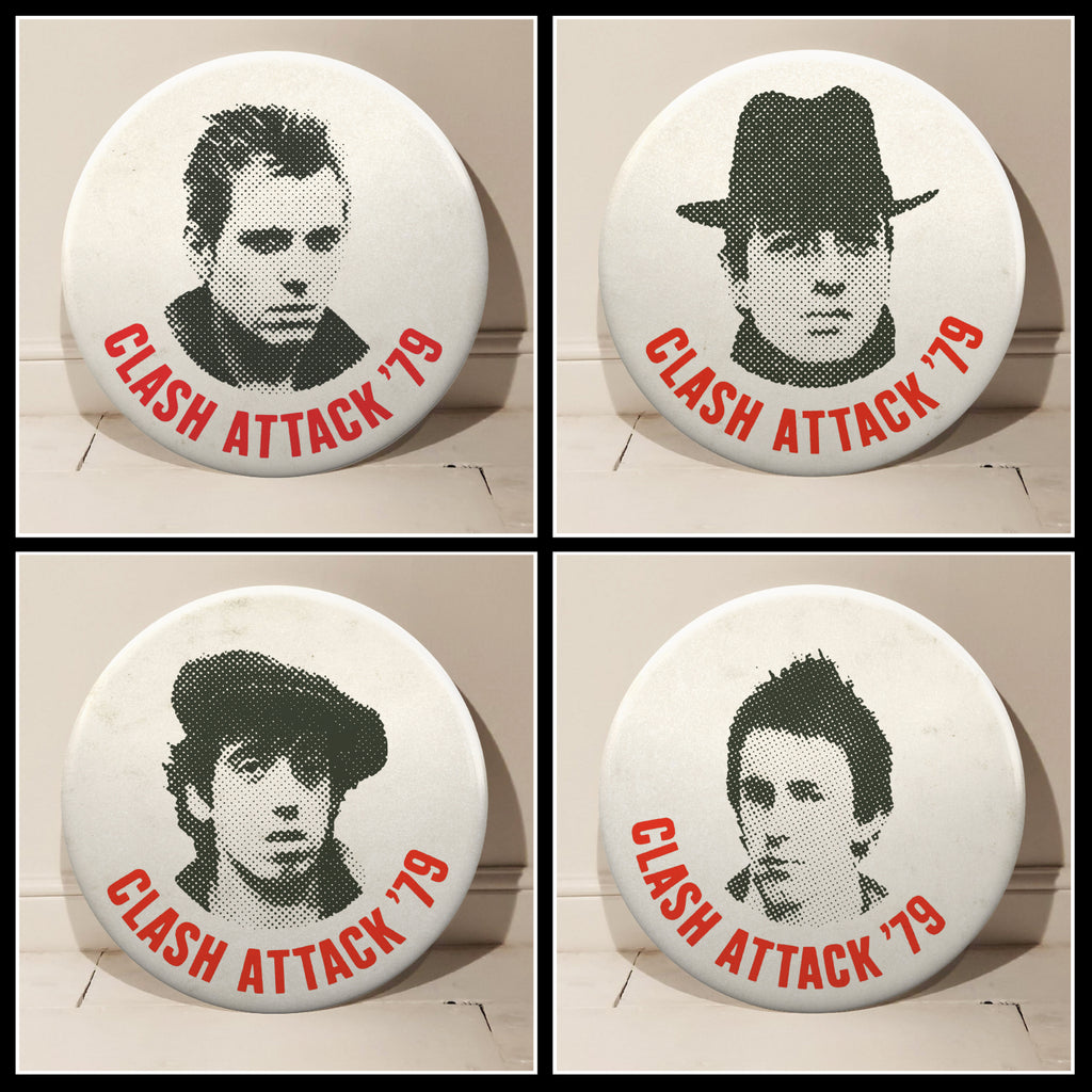 The Clash Attack 79 GIANT 3D Vintage Pin Badge Set Of 4